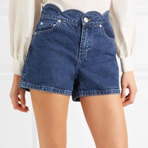 Maje Scalloped Denim Shorts